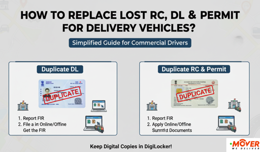 Blog image for Replace Lost RC, DL & Permit Delivery Vehicles India